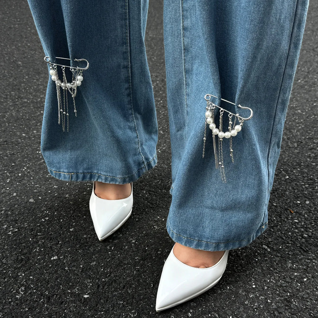 Retro Sweet Imitation Pearl Metal Tassel Pendant Pin Pants Foot 2026 Creative Girl Fashion Sweet Fashion Jewelry