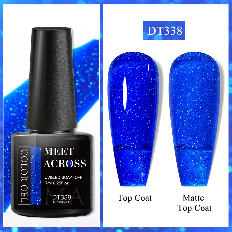 MEET ACROSS 8ml Glitter Extension Nail Gel Polish Sparkly Gold Foil DIY Nail Art For Nails Extender Manicure Long Lasting Vernis