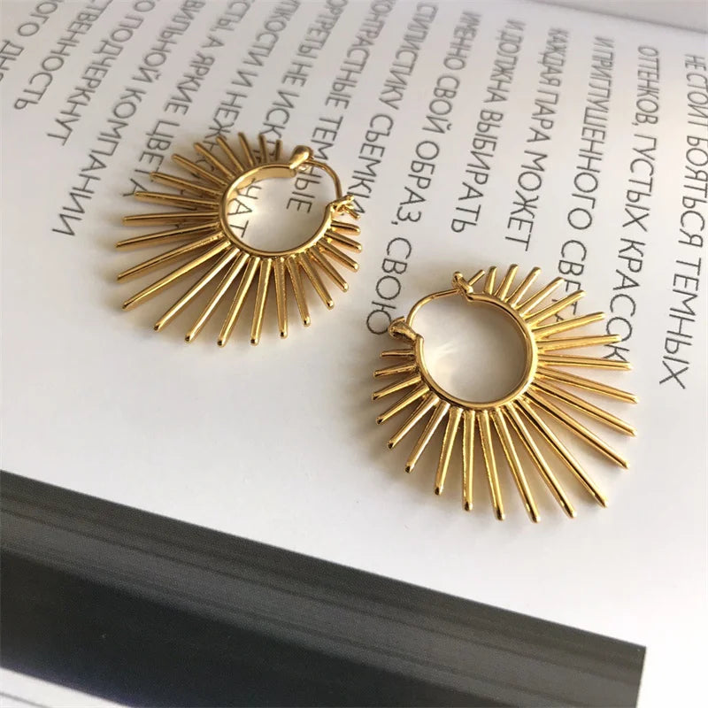 Velora™ Golden Sunflower - Geometric Hoop Earrings
