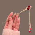 Velora™ Elegant Rose Flower Hair Stick with Tassel - Traditional Floral Hairpin