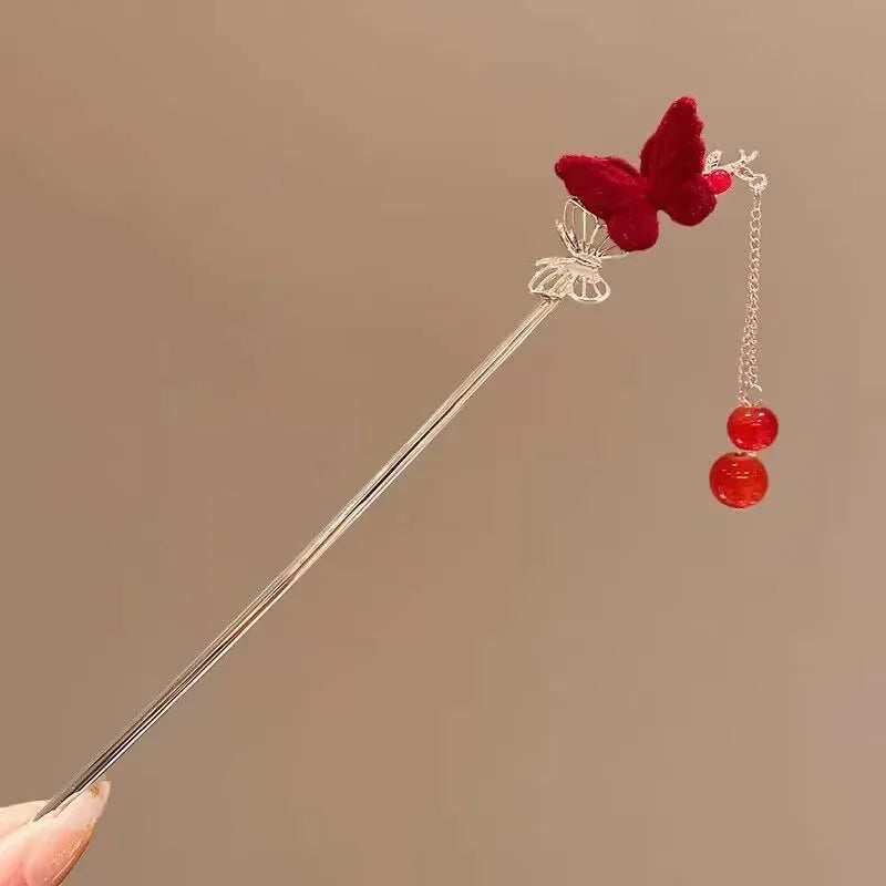 Velora™ Elegant Rose Flower Hair Stick with Tassel - Traditional Floral Hairpin