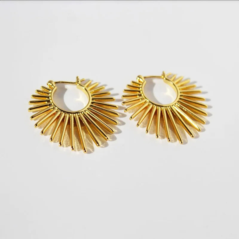 Velora™ Golden Sunflower - Geometric Hoop Earrings