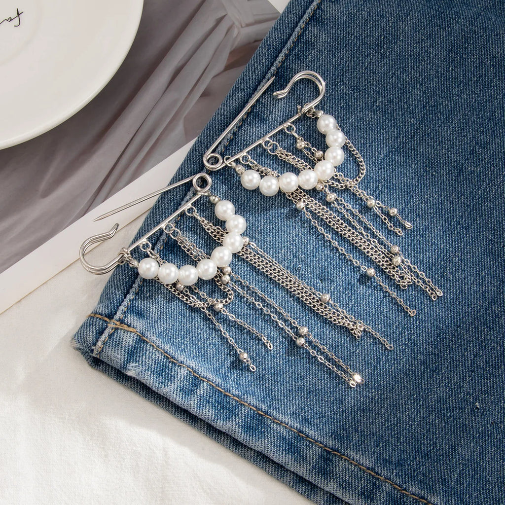 Retro Sweet Imitation Pearl Metal Tassel Pendant Pin Pants Foot 2026 Creative Girl Fashion Sweet Fashion Jewelry