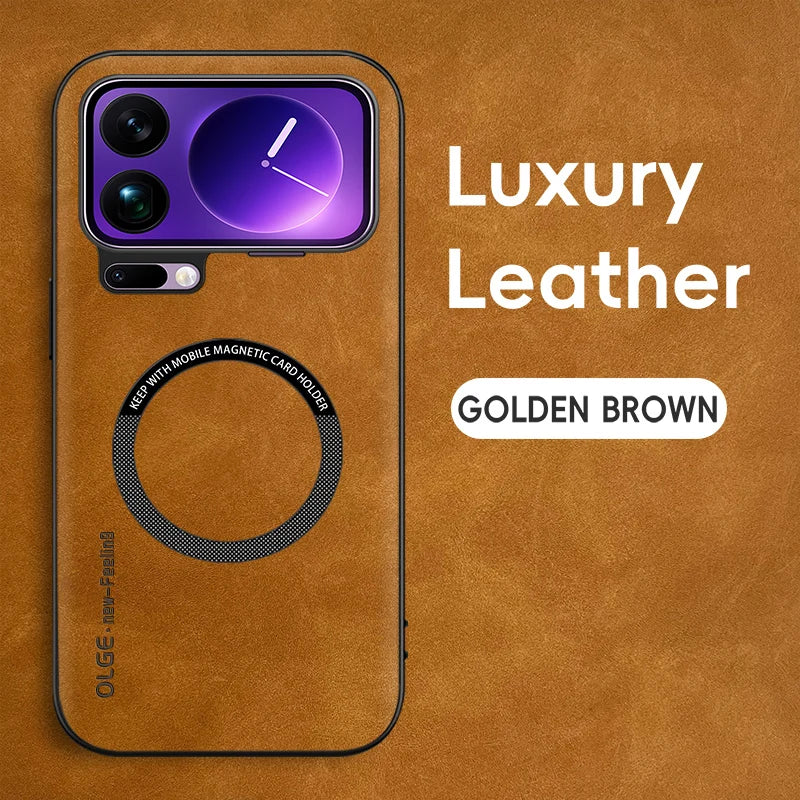 Magnetic Retro Leather Soft Case For Xiaomi 17 Pro Max Xiaomi17Pro Max 5G Wireless Charging Phone Case Cover