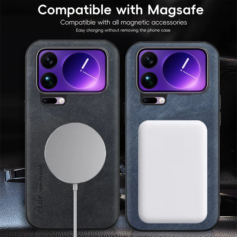 Magnetic Retro Leather Soft Case For Xiaomi 17 Pro Max Xiaomi17Pro Max 5G Wireless Charging Phone Case Cover