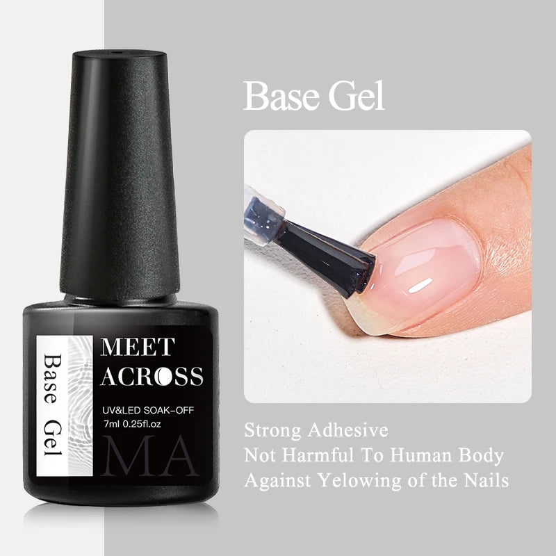 MEET ACROSS 8ml Glitter Extension Nail Gel Polish Sparkly Gold Foil DIY Nail Art For Nails Extender Manicure Long Lasting Vernis