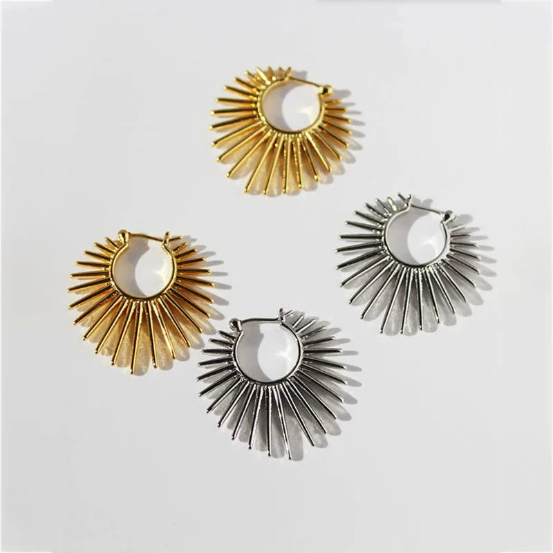 Velora™ Golden Sunflower - Geometric Hoop Earrings