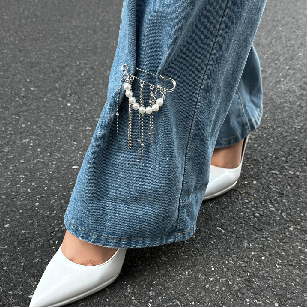 Retro Sweet Imitation Pearl Metal Tassel Pendant Pin Pants Foot 2026 Creative Girl Fashion Sweet Fashion Jewelry