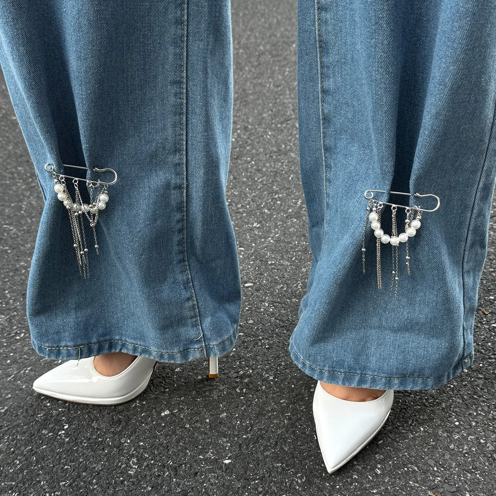 Retro Sweet Imitation Pearl Metal Tassel Pendant Pin Pants Foot 2026 Creative Girl Fashion Sweet Fashion Jewelry