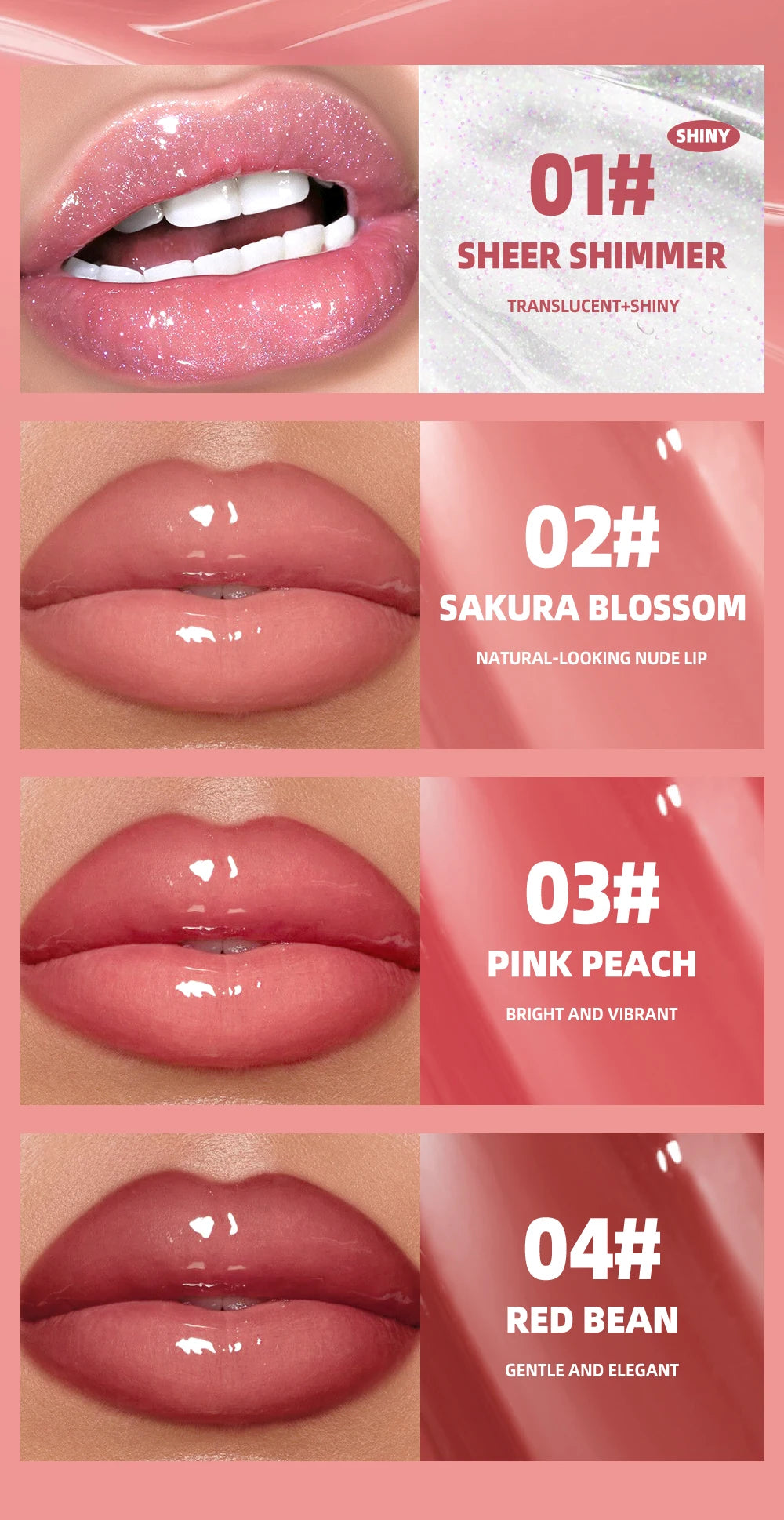 Velora™ Mirror Pearl Lip Gloss - Long-Lasting Moisturizing Jelly Lip Glaze
