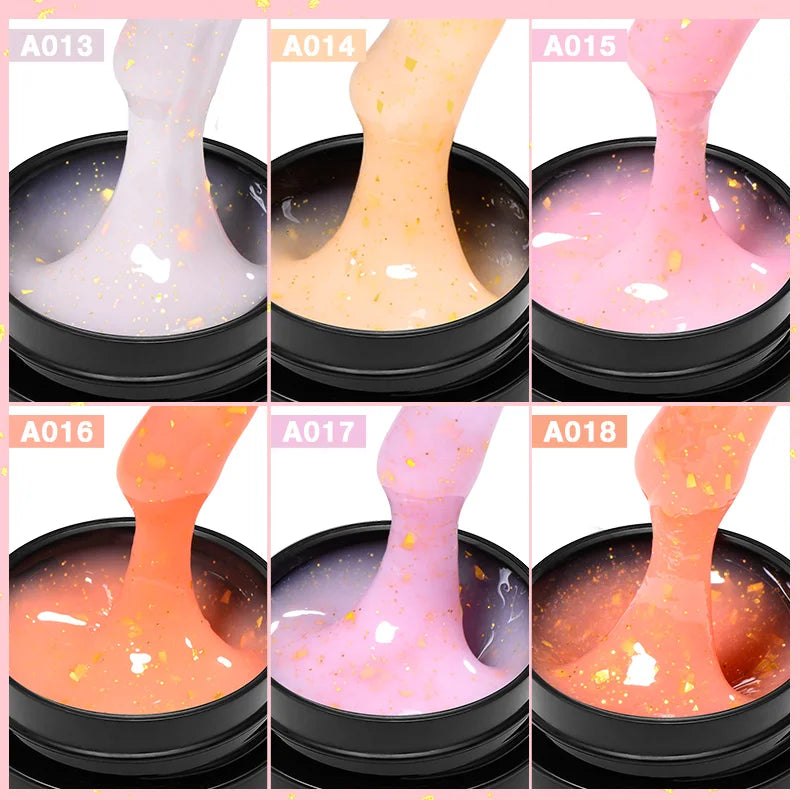 MEET ACROSS 8ml Glitter Extension Nail Gel Polish Sparkly Gold Foil DIY Nail Art For Nails Extender Manicure Long Lasting Vernis