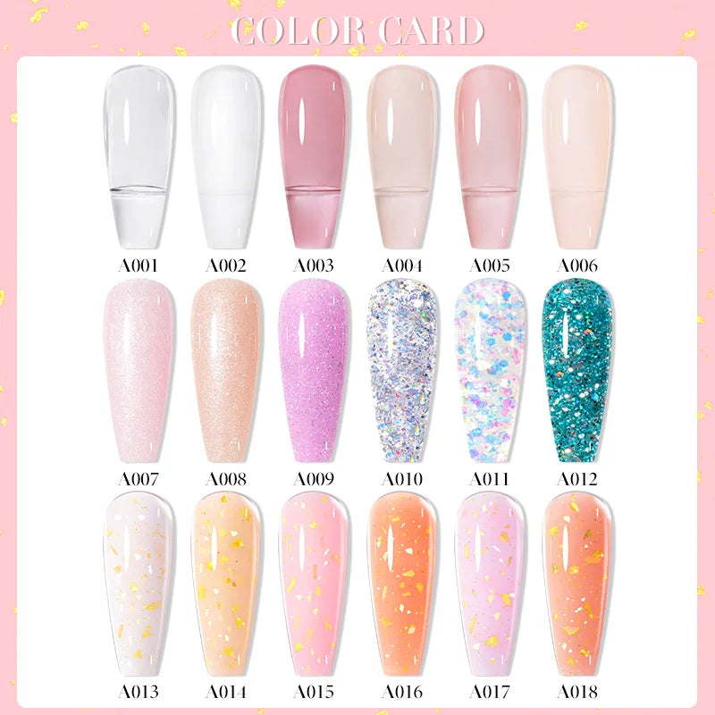 MEET ACROSS 8ml Glitter Extension Nail Gel Polish Sparkly Gold Foil DIY Nail Art For Nails Extender Manicure Long Lasting Vernis